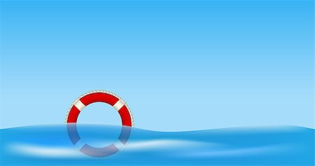 simsearch:400-06527467,k - Red life buoy floating on water against blue sky Stock Photo - Budget Royalty-Free & Subscription, Code: 400-07619337