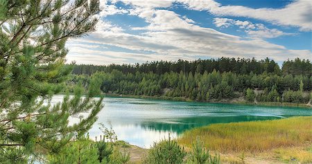 simsearch:400-08812531,k - landscape of the forest blue lake on a quiet evening at sunset Fotografie stock - Microstock e Abbonamento, Codice: 400-07619530