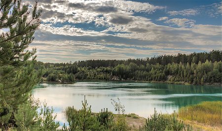 simsearch:400-08812531,k - landscape of the forest blue lake on a quiet evening at sunset Fotografie stock - Microstock e Abbonamento, Codice: 400-07619531