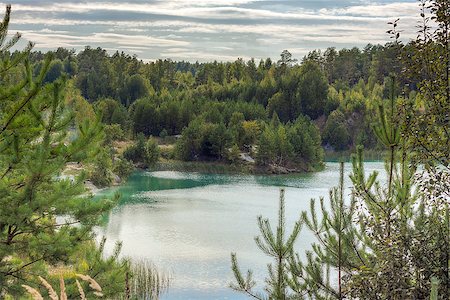 simsearch:400-08812531,k - landscape of the forest blue lake on a quiet evening at sunset Fotografie stock - Microstock e Abbonamento, Codice: 400-07619532