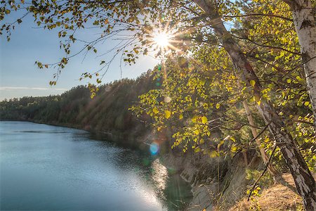 simsearch:400-08812531,k - landscape of the forest blue lake on a quiet evening at sunset Fotografie stock - Microstock e Abbonamento, Codice: 400-07619533