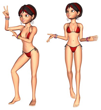 simsearch:400-07619565,k - Digitally rendered image of a fashion girl in red bikini. Foto de stock - Royalty-Free Super Valor e Assinatura, Número: 400-07619565