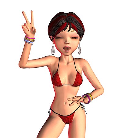 simsearch:400-07619565,k - Digitally rendered image of a fashion girl in red bikini. Foto de stock - Royalty-Free Super Valor e Assinatura, Número: 400-07619567