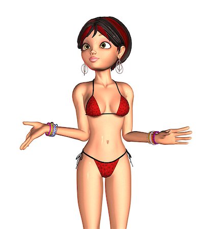 simsearch:400-04309353,k - Digitally rendered image of a fashion girl in red bikini. Stockbilder - Microstock & Abonnement, Bildnummer: 400-07619568