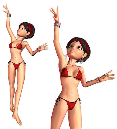 simsearch:400-04309353,k - Digitally rendered image of a fashion girl in red bikini. Stockbilder - Microstock & Abonnement, Bildnummer: 400-07619563