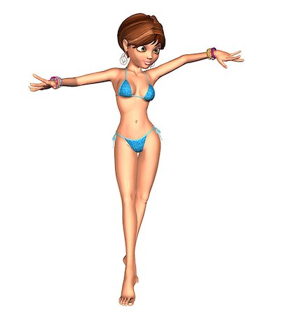 simsearch:400-07619565,k - Digitally rendered image of a fashion brunette girl in blue bikini. Foto de stock - Royalty-Free Super Valor e Assinatura, Número: 400-07619620