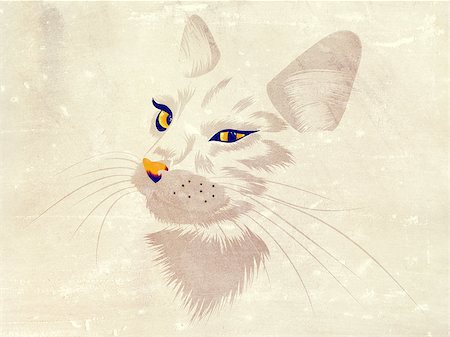 scary black cat - Illustration of a cat with yellow eyes on white background. Stock Photo - Budget Royalty-Free & Subscription, Code: 400-07619642