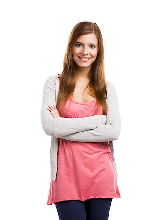 simsearch:400-05912369,k - Beautiful blonde woman standing over a white background Fotografie stock - Microstock e Abbonamento, Codice: 400-07619936