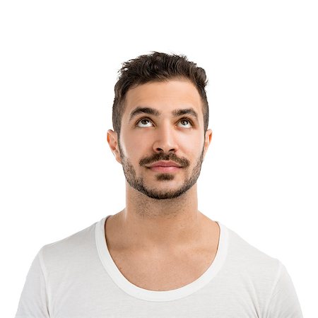 Portrait of a young man looking up, isolated on white Stock Photo - Budget Royalty-Free & Subscription, Code: 400-07619992