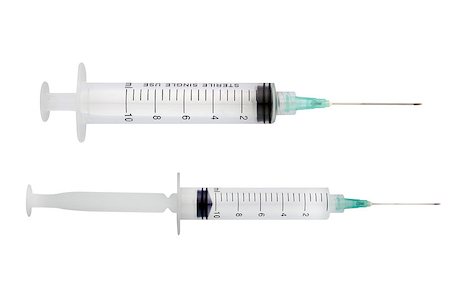 medical Syringe and needle isolated on a white background. (clipping work path included) Foto de stock - Super Valor sin royalties y Suscripción, Código: 400-07613180