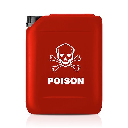 simsearch:400-04855669,k - Red plastic gallon, jerry can with poison sign  isolated on a white background.  (with clipping work path) Stock Photo - Budget Royalty-Free & Subscription, Code: 400-07613272