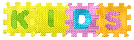 simsearch:400-05878101,k - Kids word created from Alphabet puzzle isloated on white background , with clipping path. Photographie de stock - Aubaine LD & Abonnement, Code: 400-07613289