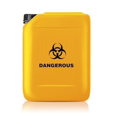 simsearch:400-04855669,k - Yellow plastic gallon, jerry can with dangerous sign isolated on a white background.  (with clipping work path) Stock Photo - Budget Royalty-Free & Subscription, Code: 400-07613398