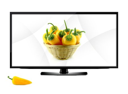 flat tv on wall - LCD tv screen isolated on white background .  (with clipping work path) Stock Photo - Budget Royalty-Free & Subscription, Code: 400-07613465