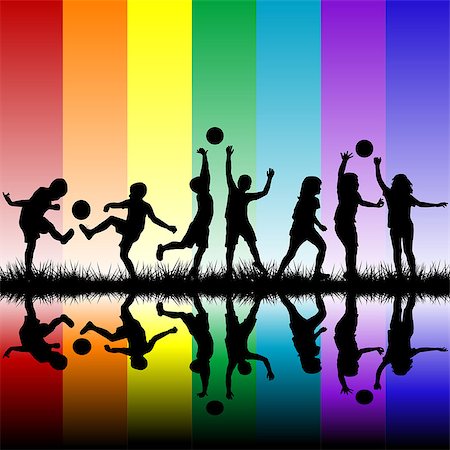 Group of children silhouettes playing Stock Photo - Budget Royalty-Free & Subscription, Code: 400-07613785