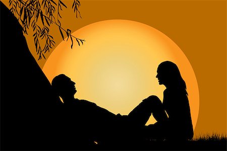 Lovers at sunset Stock Photo - Budget Royalty-Free & Subscription, Code: 400-07624067