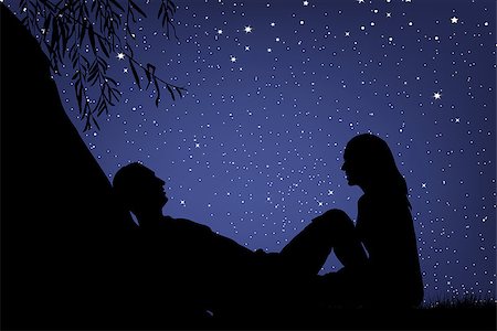 Lovers under night sky Stock Photo - Budget Royalty-Free & Subscription, Code: 400-07624068