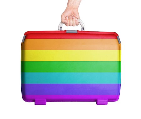 Used plastic suitcase with stains and scratches, printed with flag, rainbow flag Stock Photo - Budget Royalty-Free & Subscription, Code: 400-07624091