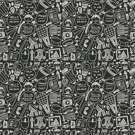 simsearch:400-07630248,k - seamless doodle communication pattern Stock Photo - Budget Royalty-Free & Subscription, Code: 400-07624100