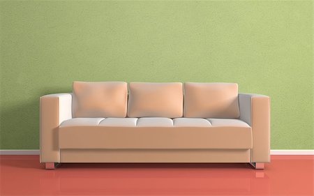 simsearch:400-08301730,k - Beige modern sofa on green background.3d rendered. Foto de stock - Super Valor sin royalties y Suscripción, Código: 400-07624169