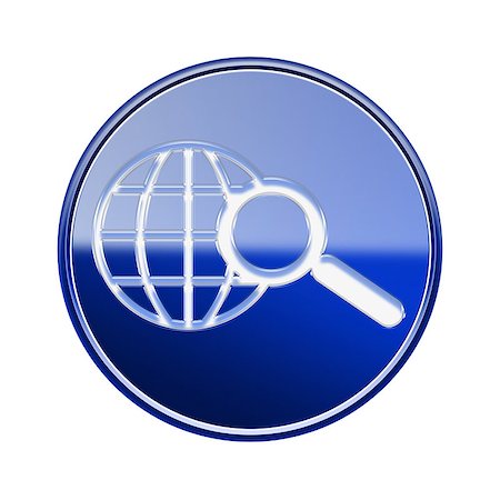 simsearch:400-06358064,k - globe and magnifier icon glossy blue, isolated on white background Foto de stock - Royalty-Free Super Valor e Assinatura, Número: 400-07624282