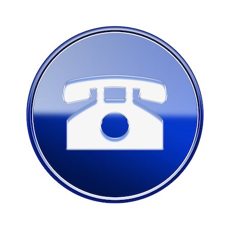 simsearch:400-07624282,k - Phone icon glossy blue, isolated on white background Stockbilder - Microstock & Abonnement, Bildnummer: 400-07624294