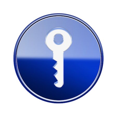 simsearch:400-07624282,k - Key icon glossy blue, isolated on white background Stockbilder - Microstock & Abonnement, Bildnummer: 400-07624324