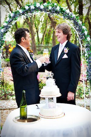 Two handsome gay grooms toast their marriage with champagne. Stock Photo - Budget Royalty-Free & Subscription, Code: 400-07624464