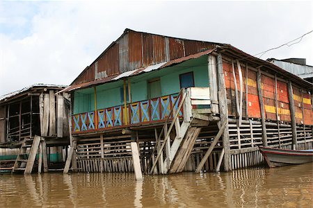 A flooded home, standard during the rainy season, near Iquitos Peru Stock Photo - Budget Royalty-Free & Subscription, Code: 400-07624574