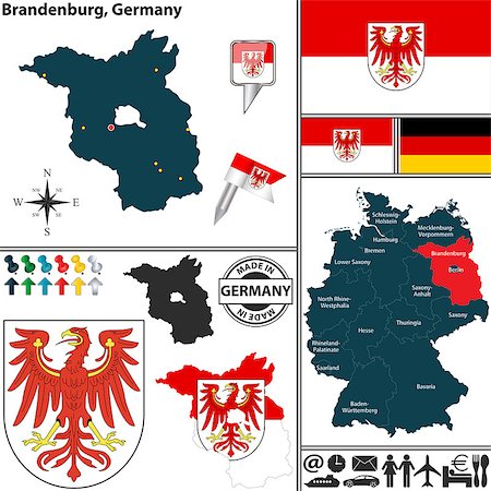 sateda (artist) - Vector map of state Brandenburg with coat of arms and location on Germany map Foto de stock - Super Valor sin royalties y Suscripción, Código: 400-07624849