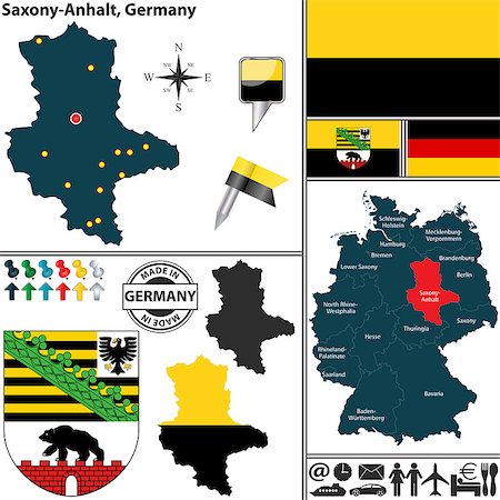 sateda (artist) - Vector map of state Saxony-Anhalt with coat of arms and location on Germany map Foto de stock - Super Valor sin royalties y Suscripción, Código: 400-07624859