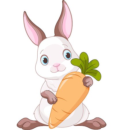 rabbit ears clipart - Cute bunny holding a large carrot. Stock Photo - Budget Royalty-Free & Subscription, Code: 400-07624905