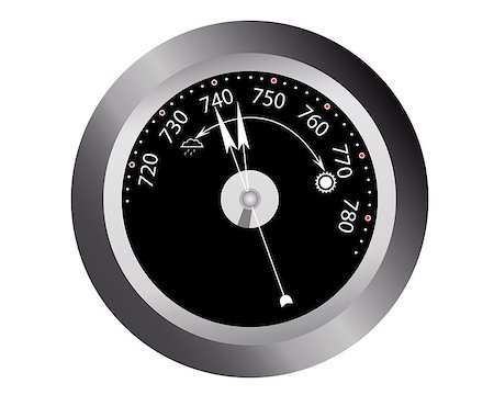 simsearch:400-04789714,k - barometer readings for atmospheric pressure on a white background Stock Photo - Budget Royalty-Free & Subscription, Code: 400-07625098