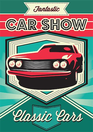 driving car sign - Vintage poster for the exhibition of cars Stock Photo - Budget Royalty-Free & Subscription, Code: 400-07625090