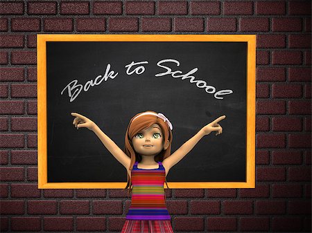 Illustration of cartoon girl point at words on chalkboard. Foto de stock - Super Valor sin royalties y Suscripción, Código: 400-07625249
