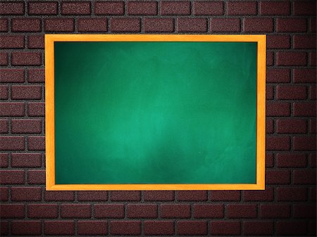 empty classroom wall - Illustration of blank green chalkboard in wooden frame on brick wall. Stock Photo - Budget Royalty-Free & Subscription, Code: 400-07625267