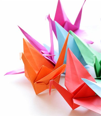 paper bird - colorful paper origami birds on a white background Stock Photo - Budget Royalty-Free & Subscription, Code: 400-07625441