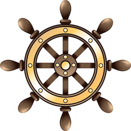 Ship steering wheel. Vector illustration on white background Stock Photo - Budget Royalty-Free & Subscription, Code: 400-07625499