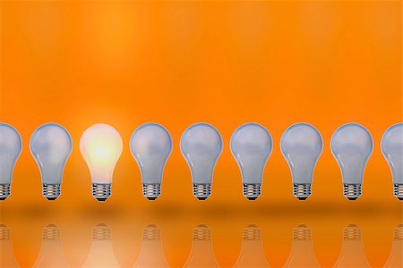 ddmitr (artist) - Light bulbs stand in row, one included. Stock Photo - Budget Royalty-Free & Subscription, Code: 400-07625539