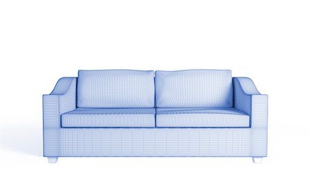 simsearch:400-08301730,k - 3d wireframe of a modern sofa. Isolated on white. Foto de stock - Super Valor sin royalties y Suscripción, Código: 400-07625798