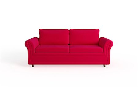 simsearch:400-08301730,k - Red modern sofa. Isolated on white background. Foto de stock - Super Valor sin royalties y Suscripción, Código: 400-07625793