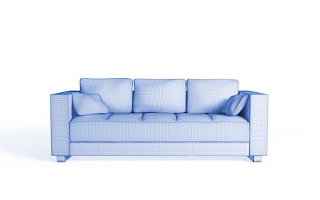 simsearch:400-08301730,k - 3d wireframe of a modern sofa. Isolated on white. Foto de stock - Super Valor sin royalties y Suscripción, Código: 400-07625800