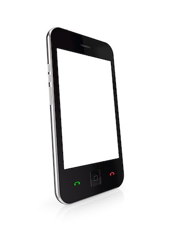 Modern mobile phone with touchscreen.Isolated on white background.3d rendered. Stock Photo - Budget Royalty-Free & Subscription, Code: 400-07625871