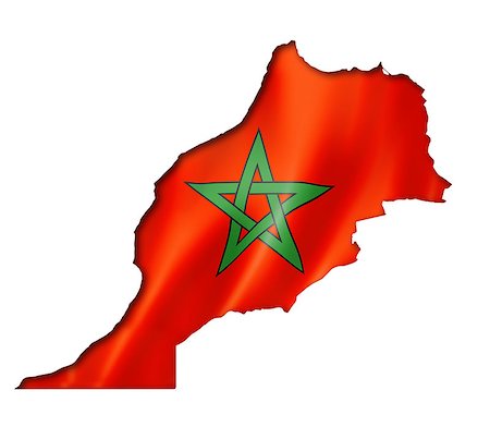 Morocco flag map, three dimensional render, isolated on white Stock Photo - Budget Royalty-Free & Subscription, Code: 400-07625925