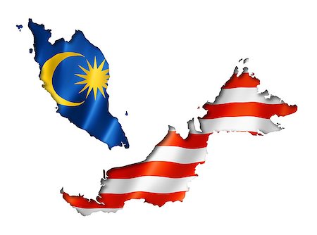 Malaysia flag map, three dimensional render, isolated on white Stock Photo - Budget Royalty-Free & Subscription, Code: 400-07625923