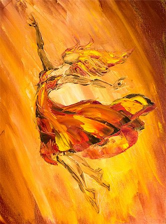 simsearch:400-04040695,k - Oil painting on Canvas, Fire ballerina Foto de stock - Royalty-Free Super Valor e Assinatura, Número: 400-07625955
