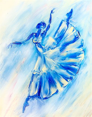 simsearch:400-04040695,k - Oil painting on Canvas, Blue ballerina Foto de stock - Royalty-Free Super Valor e Assinatura, Número: 400-07625953