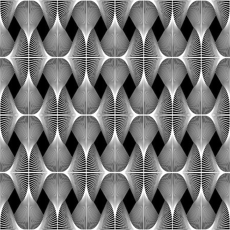 simsearch:400-07830300,k - Design seamless diamond geometric pattern. Abstract monochrome waving lines background. Speckled twisted texture. Vector art. No gradient Stockbilder - Microstock & Abonnement, Bildnummer: 400-07625975