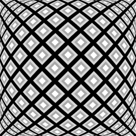 simsearch:400-07631338,k - Design monochrome warped diamond pattern. Abstract convex textured background. Vector art Stockbilder - Microstock & Abonnement, Bildnummer: 400-07625999