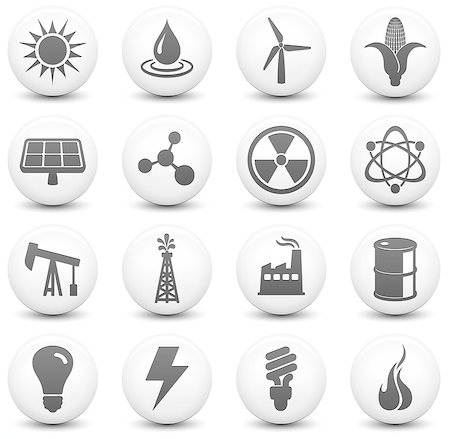 Ecology Icon on Round Black and White Button Collection Original Illustration Stock Photo - Budget Royalty-Free & Subscription, Code: 400-07626275